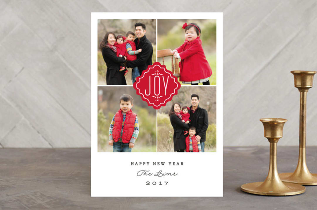 "Timeless Joy" - Retired Holiday Cards in Cherry by Ashley Hegarty - Front