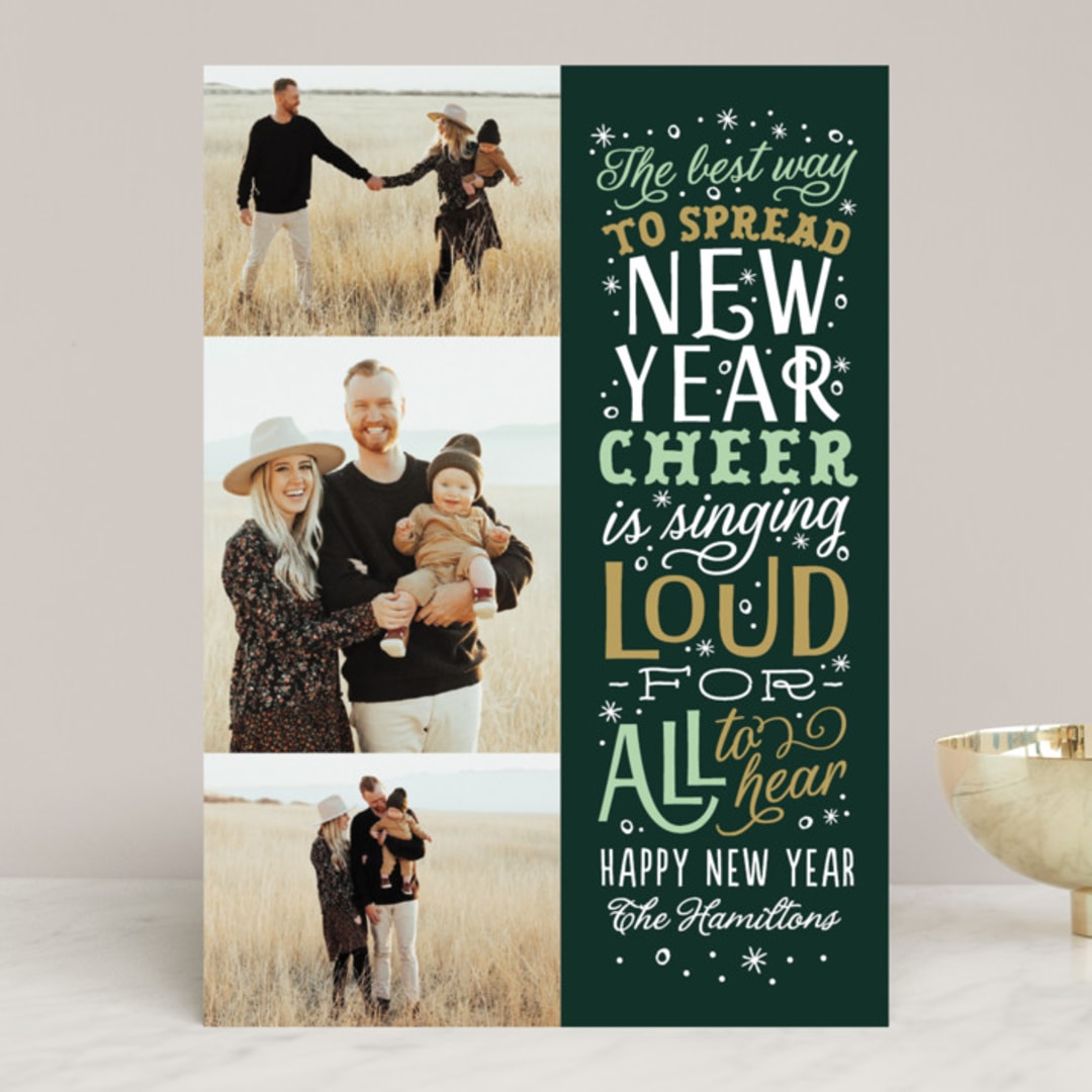 "Spread Cheer" - Retired Holiday Cards in Evergreen by Sarah Brown - Front