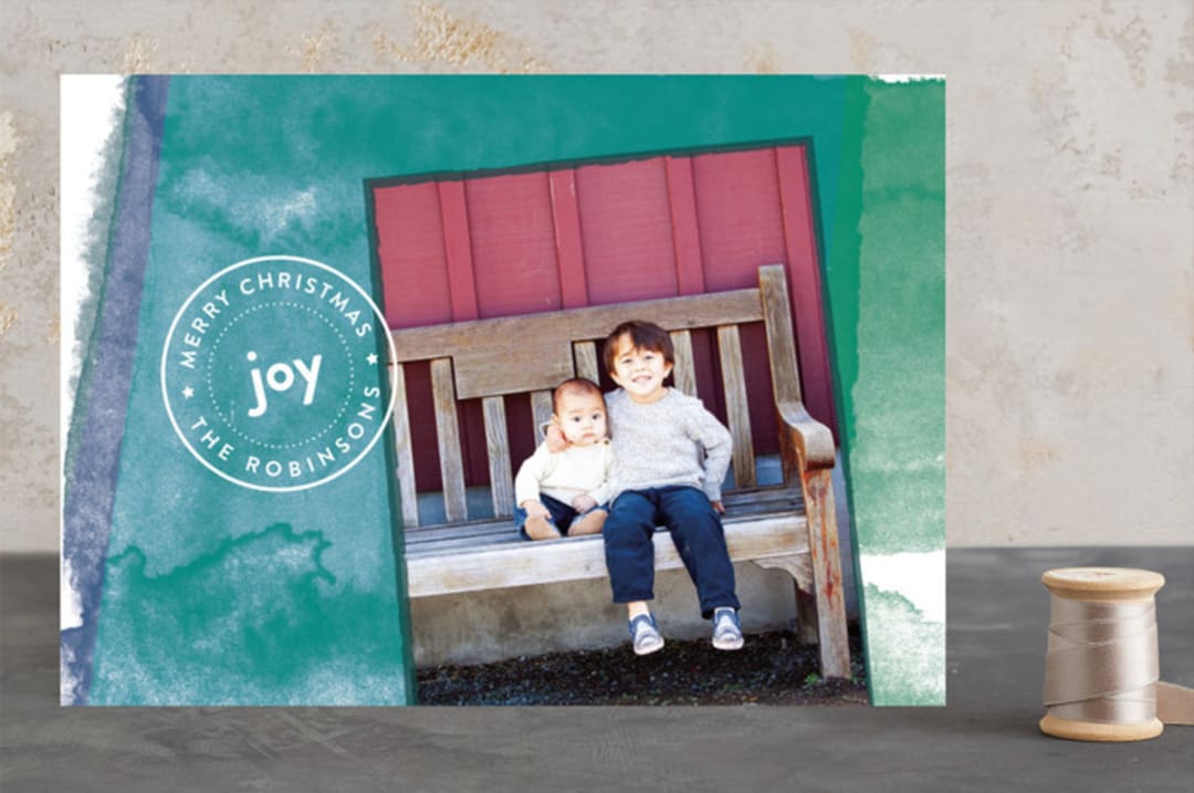 "Joyful Watercolor" - Retired Holiday Cards in Island by Liza Liss - Front