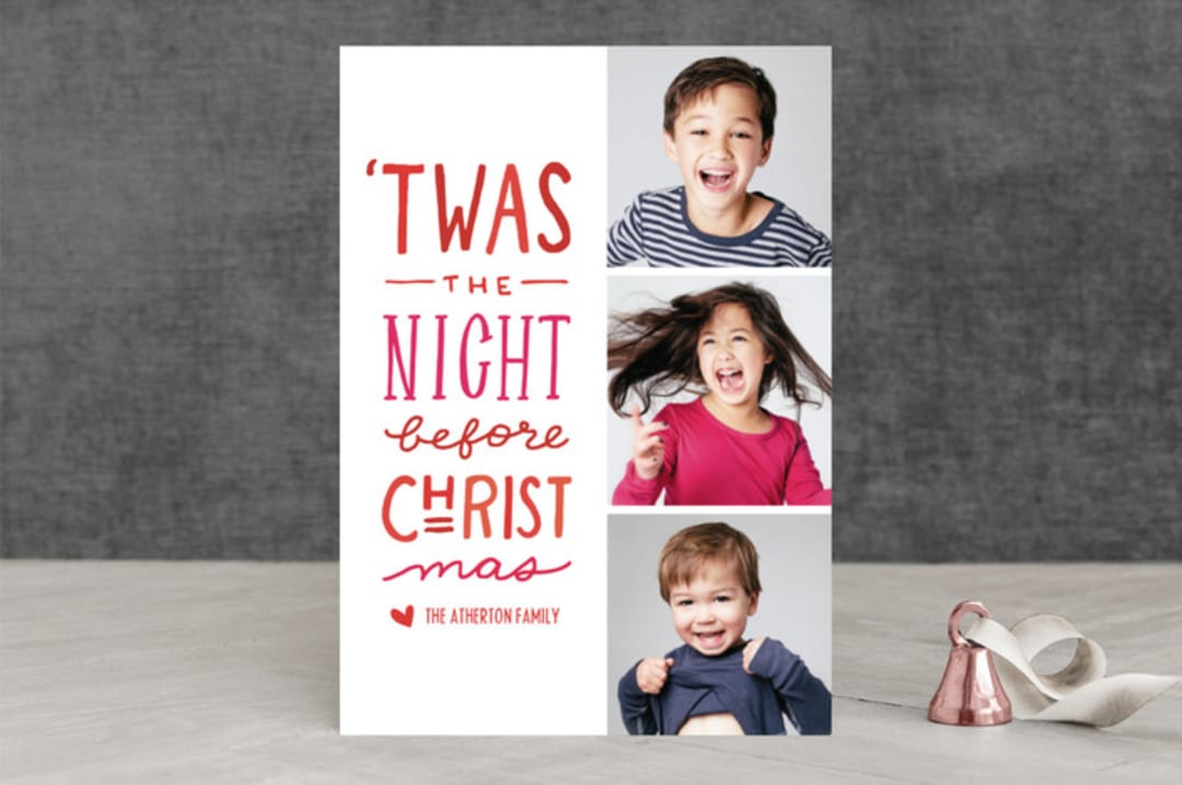 "Joy Upon Joy" - Retired Holiday Cards in Bright Reds by Tanya Lee of Frooted Design - Front