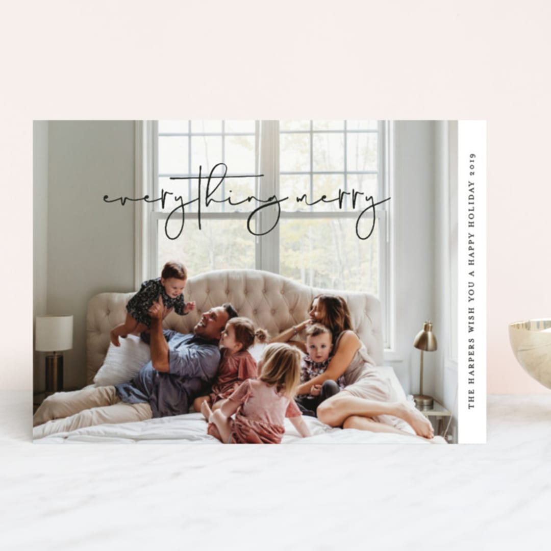 "everythingmerry" - Retired Holiday Cards in Charcoal by Design Lotus - Front