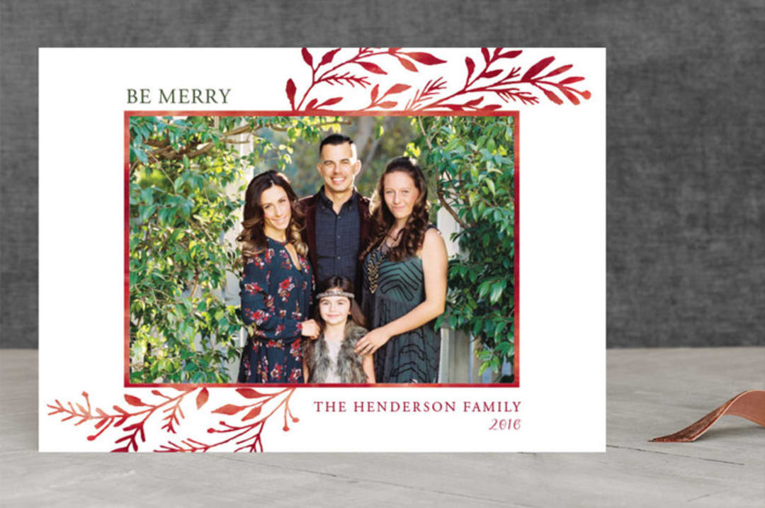 "Rejoice in Him" - Retired Holiday Cards in Berry by Marta Berk - Front