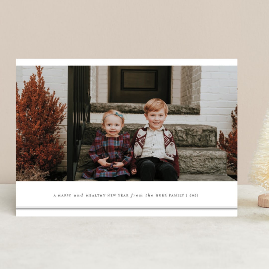 "Triline" - Retired Holiday Cards in Charcoal by That Girl Press - Front