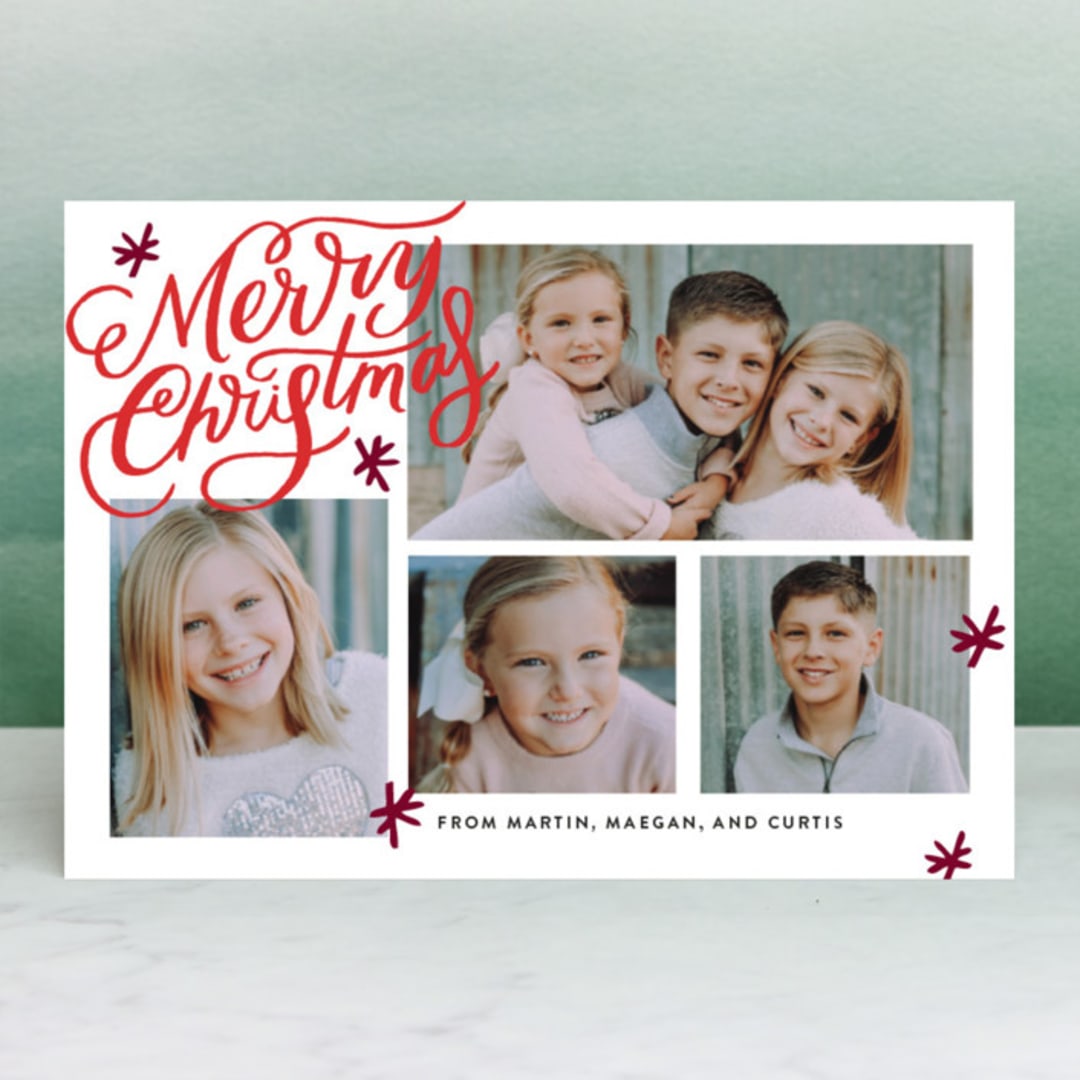 "Collage Shimmer Script" - Retired Holiday Cards in Holly by Alethea and Ruth - Front