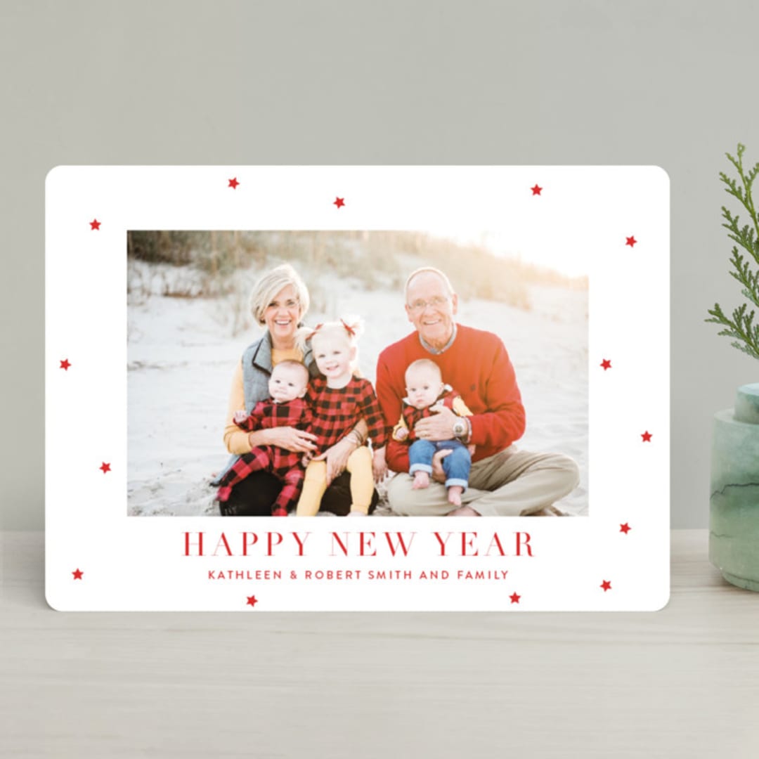 "Brightly" - Retired Holiday Cards in Peppermint by Megan Davis - Front