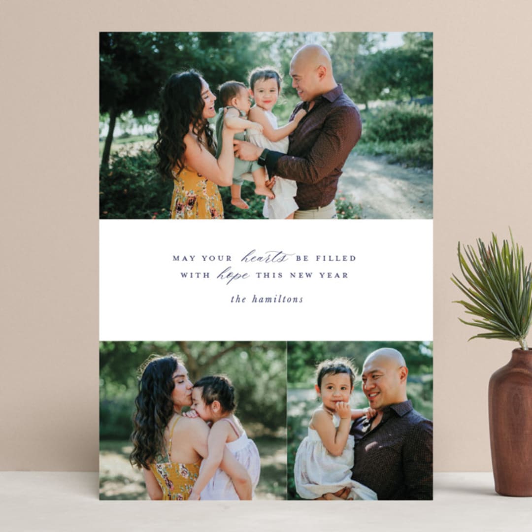 "Full Hearts" - Retired Holiday Cards in Navy by Hudson meet Rose - Front