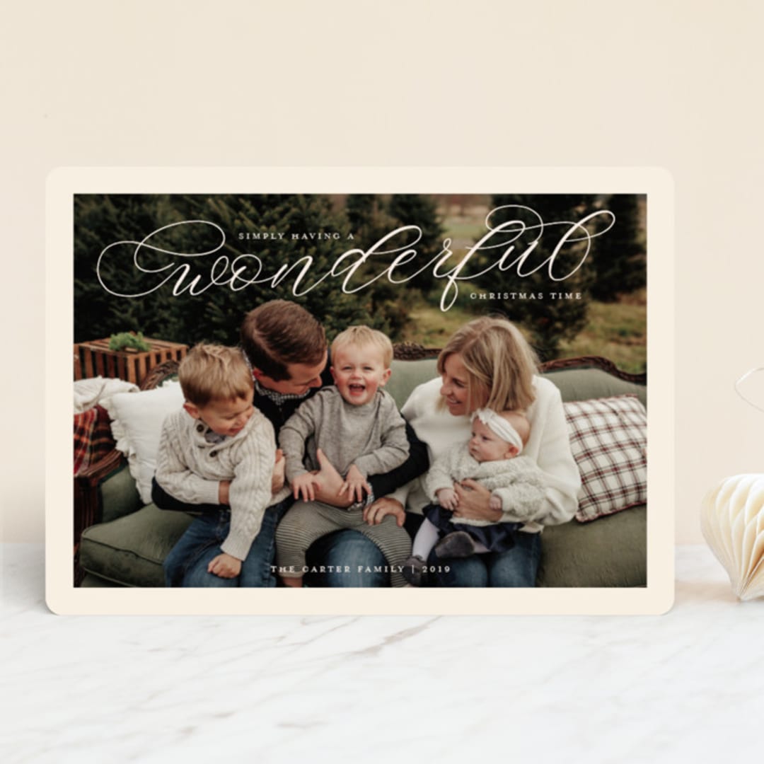 "Wonderful Christmas Time" - Retired Holiday Cards in Vanilla Bean by Sarah Brown - Front