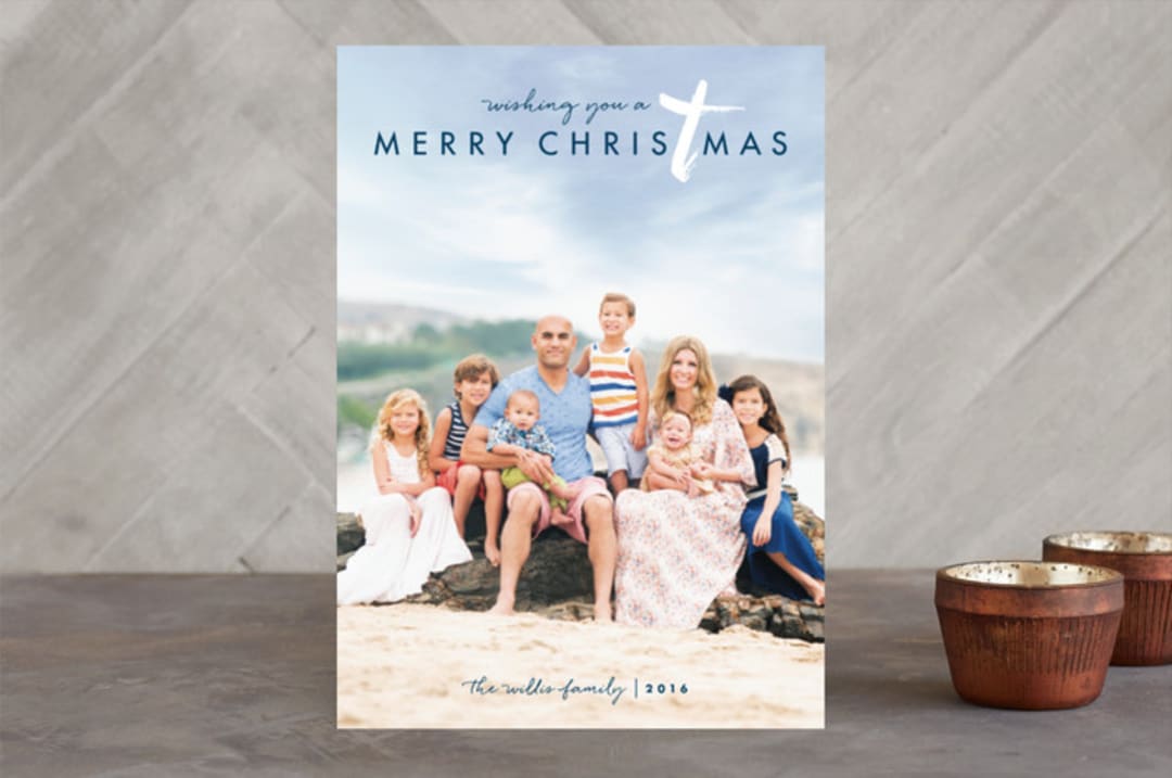 "Gilded cross" - Retired Holiday Cards in Dark Blue by Keen Peachy - Front