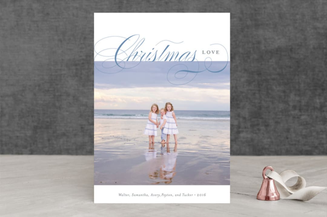 "Tidings" - Retired Holiday Cards in periwinkle by Olivia Raufman - Front