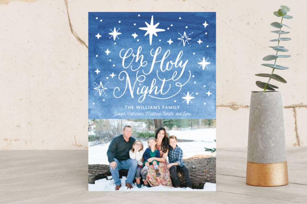 "Holy Star Night" - Retired Holiday Cards in Night Sky by Nicole Barreto - Front