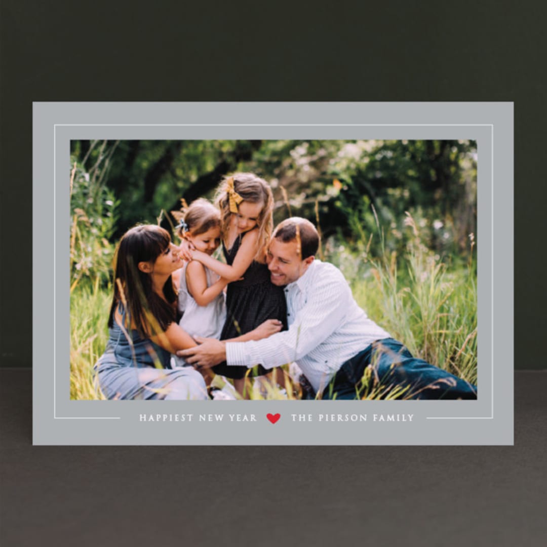 "Tiny Red Heart" - Retired Holiday Cards in Platinum by Erin Deegan - Front