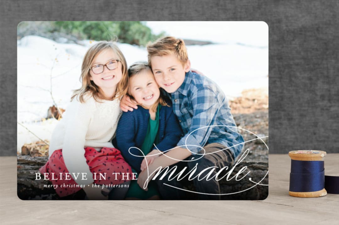 "Believe In The Miracle" - Retired Holiday Cards in White by Lehan Veenker - Front