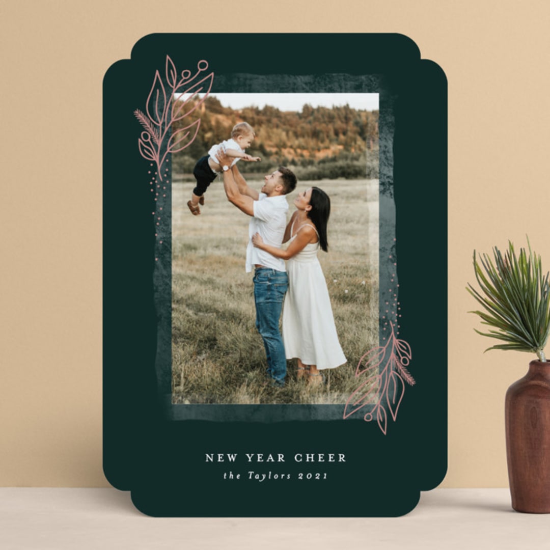 "Frosted Frame" - Retired Holiday Cards in Evergreen by Lehan Veenker - Front