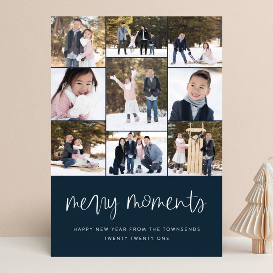 "Our Merry Moments" - Retired Holiday Cards in Navy by Jessica Maslyn - Front