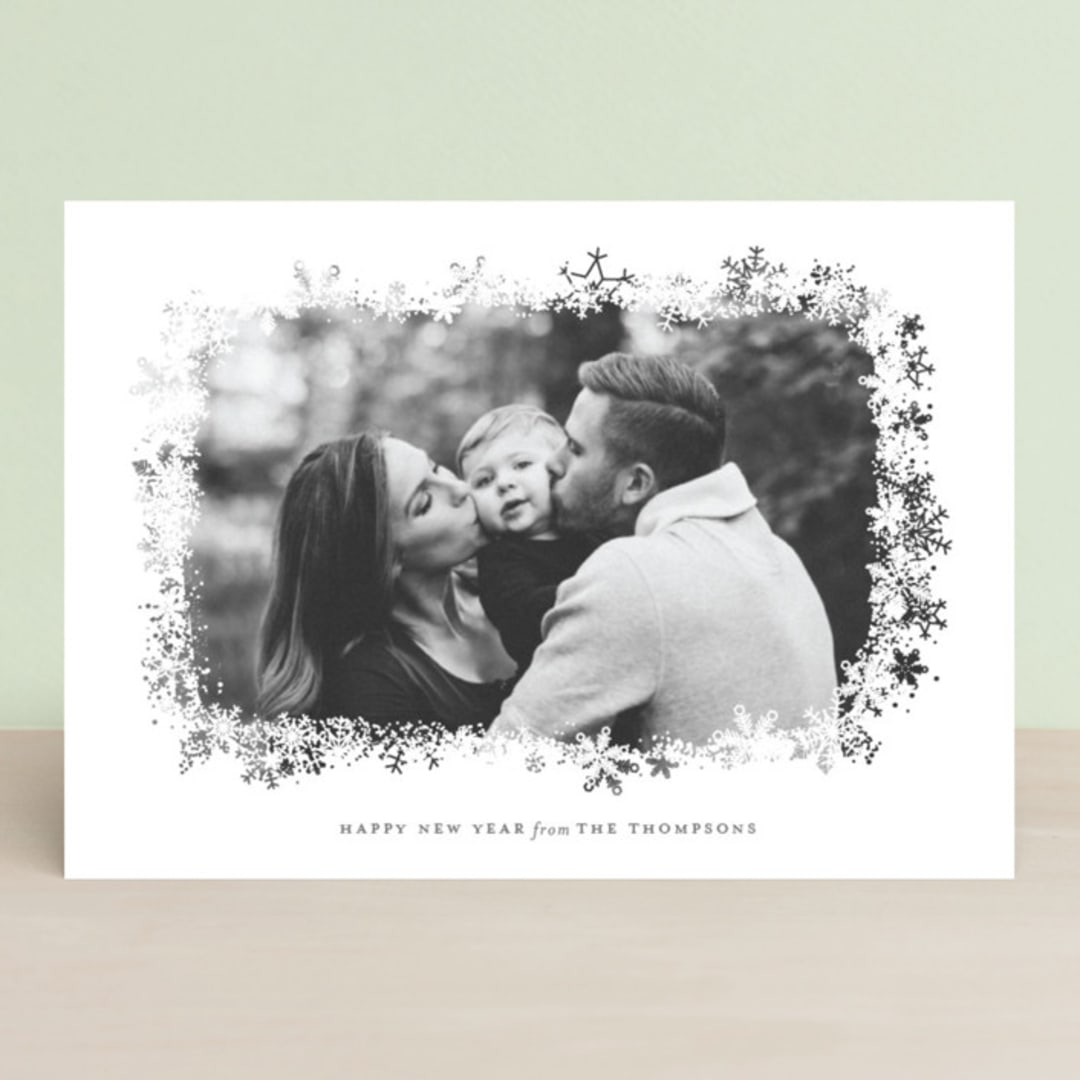 "Snowfrost" - Retired Holiday Cards in Slate by Sarah Brown - Front