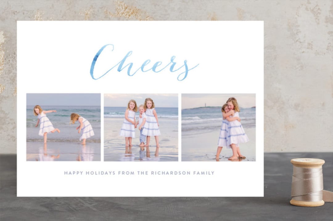 "Joyful Holidays" - Retired Holiday Cards in Sky Blue by Roopali - Front