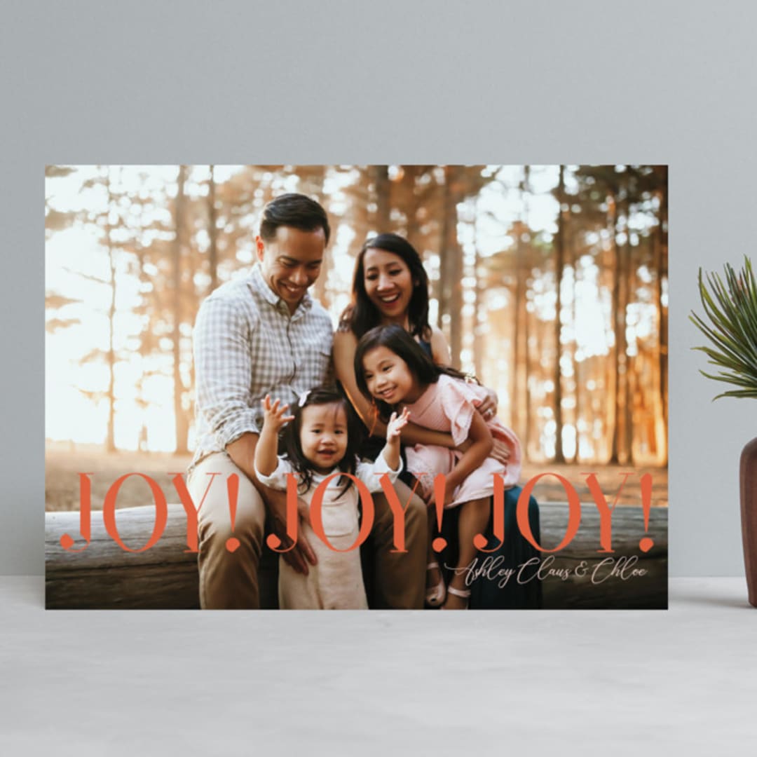 "JoyJoyJoy" - Retired Holiday Cards in Pumpkin by cyrille gulassa - Front