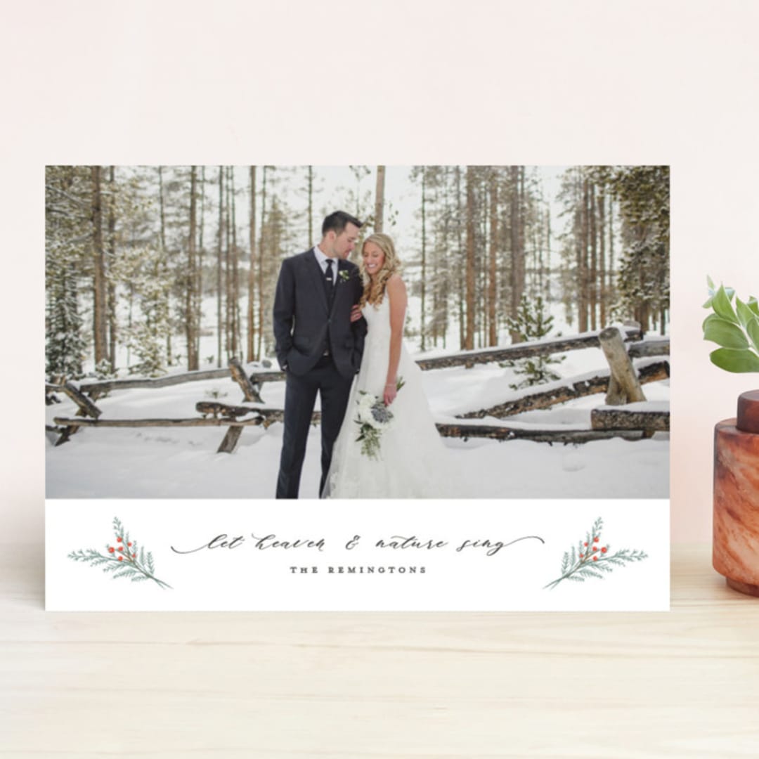"Soft Script" - Retired Holiday Cards in Snow by Melanie Kosuge - Front