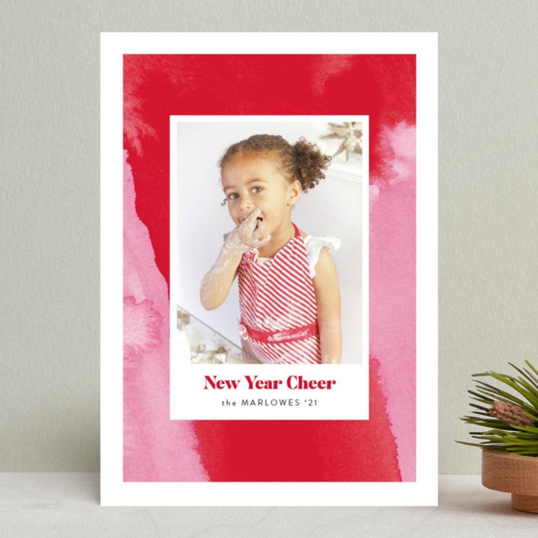 "Peppermint Abstract" - Retired Holiday Cards in Cotton Candy by Erika Firm - Front