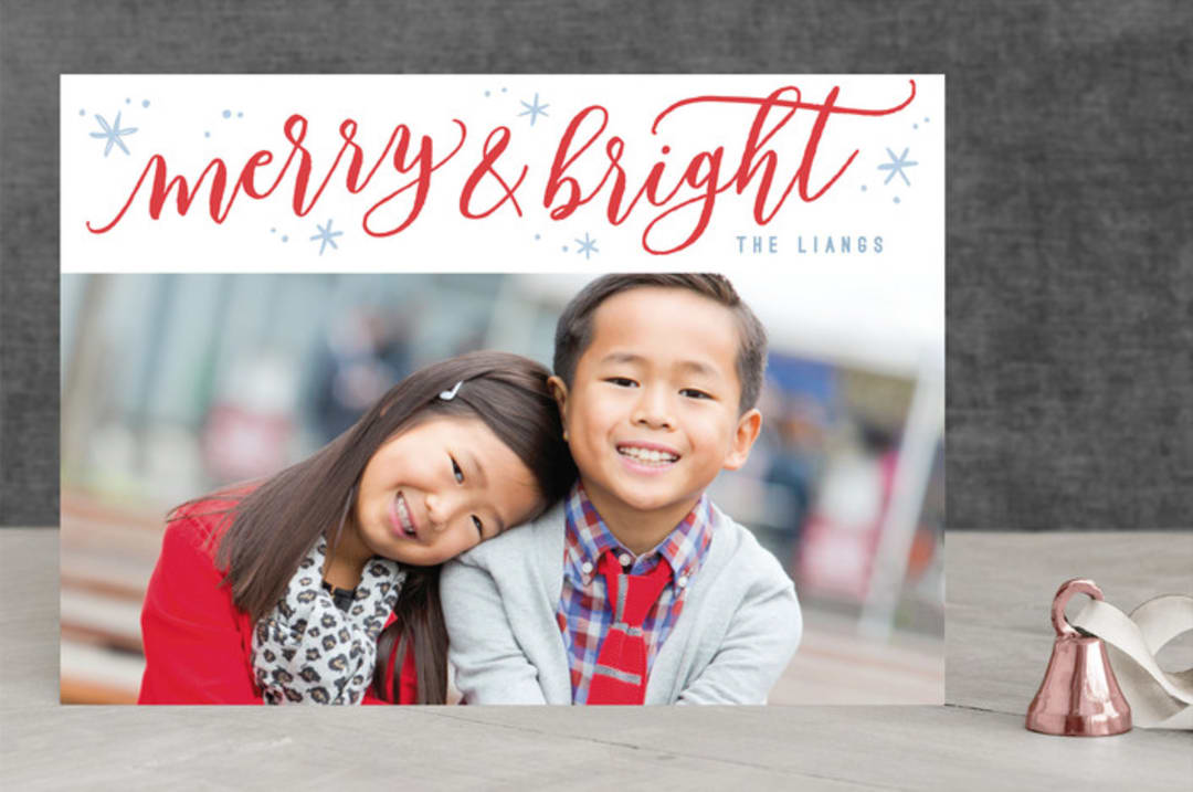 "Merry & Bright Fun" - Retired Holiday Cards in Red Berry by Hooray Creative - Front