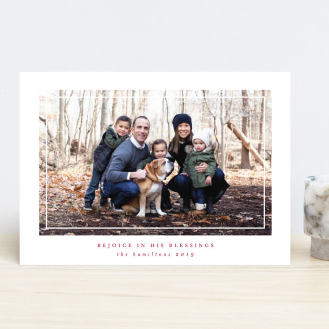 "His Blessings" - Retired Holiday Cards in Winter Berry by Lehan Veenker - Front