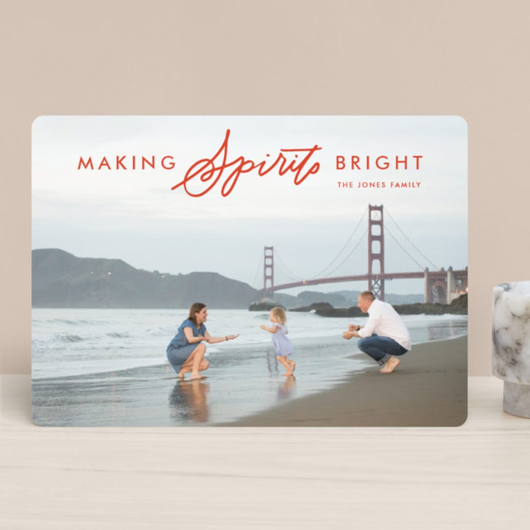 "Making Bright Spirits" - Retired Holiday Cards in Berry by Alaina Cherup - Front