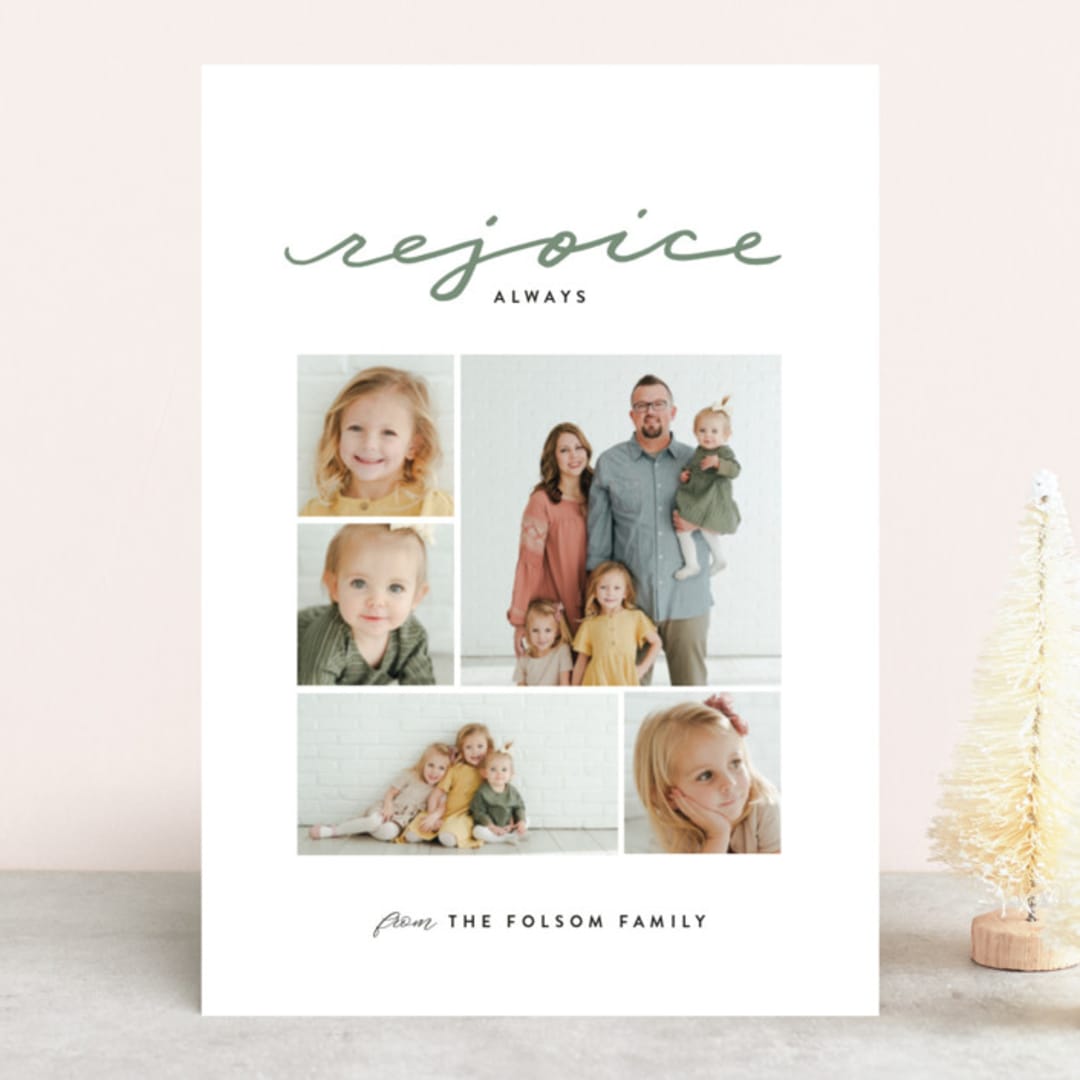 "rejoicing always" - Retired Holiday Cards in Rosemary by Tanya Lee of Frooted Design - Front