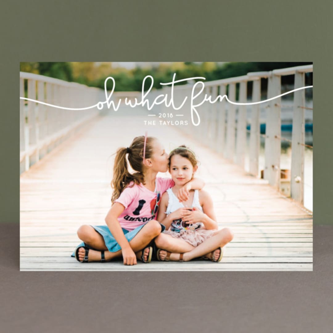 "What Fun" - Retired Holiday Cards in Dove by Christine Taylor - Front