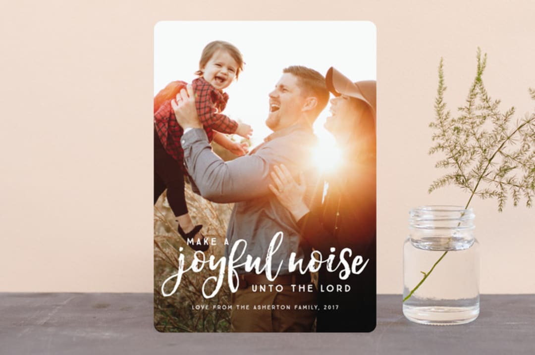 "Make a joyful noise" - Retired Holiday Cards in Peppermint by Lea Delaveris - Front