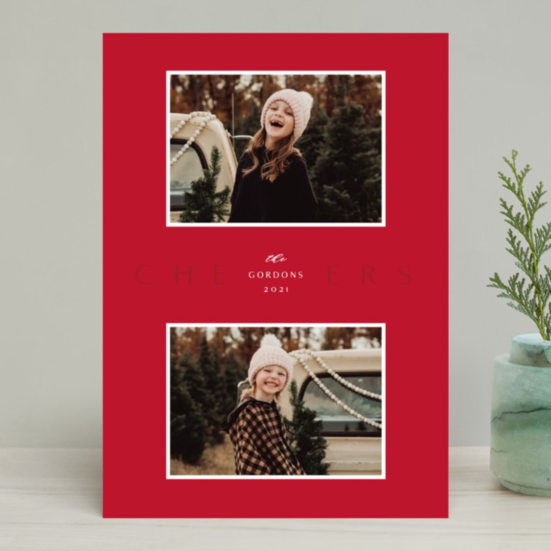 "Joyful Snapshots" - Retired Holiday Cards in Cardinal by Roxy Cervantes - Front