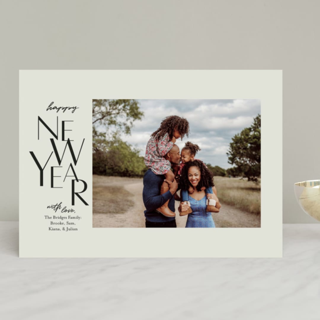 "Gallery Type" - Retired Holiday Cards in Sage by Laura Condouris - Front