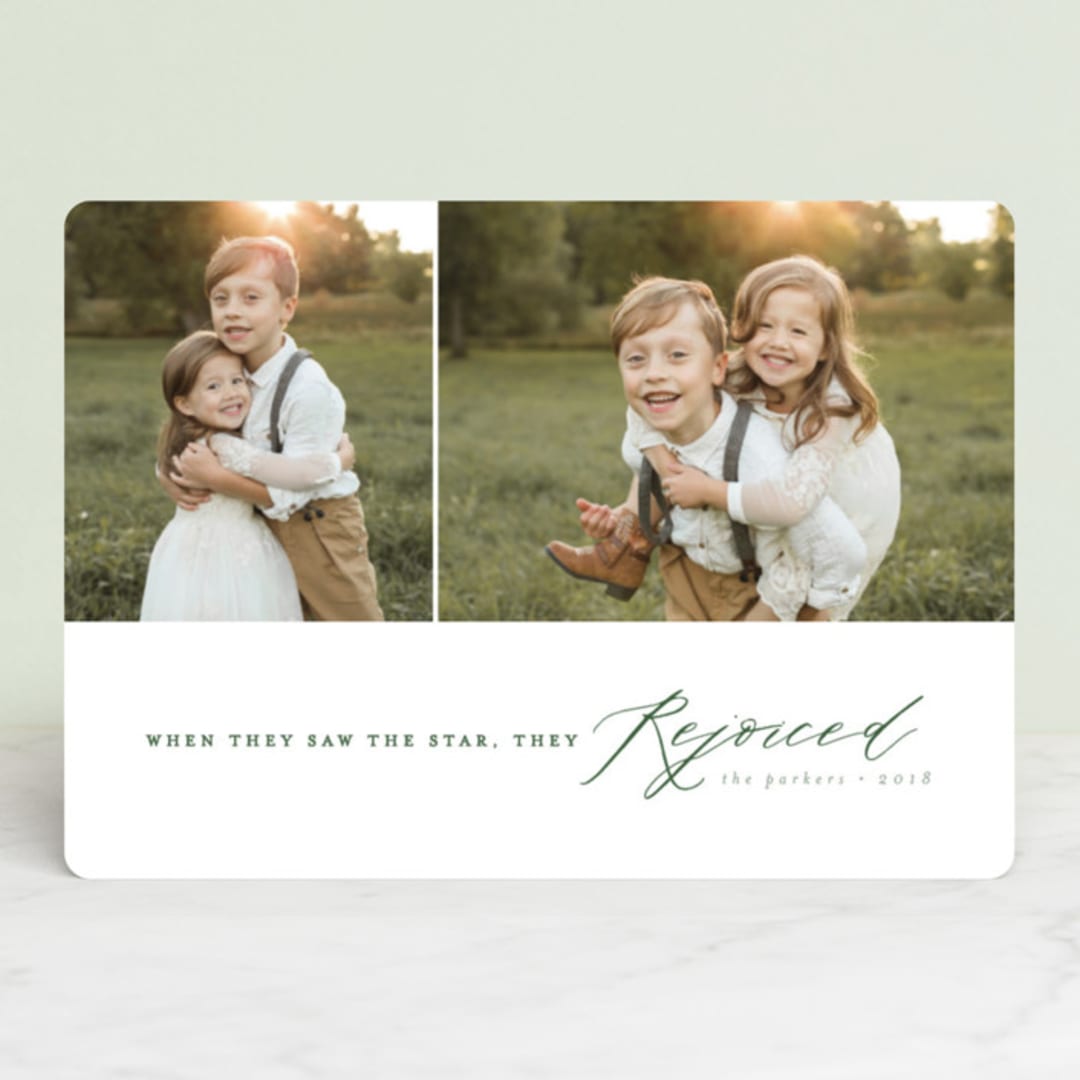 "They Rejoiced" - Retired Holiday Cards in Pine by Brianne Larsen - Front