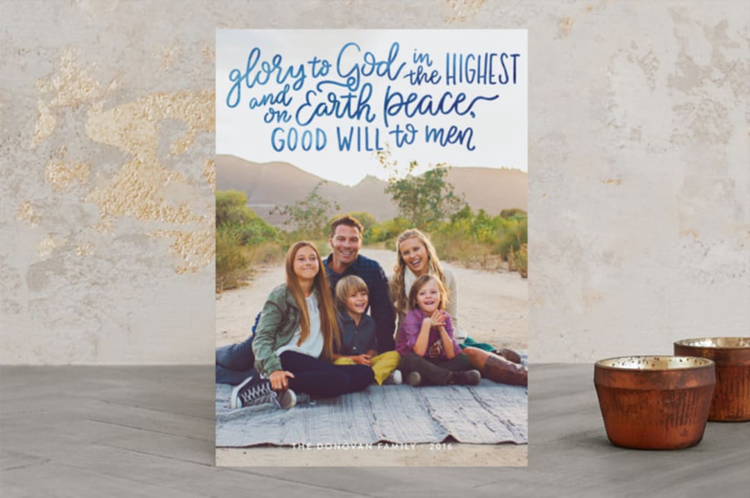 "Glory to God in the Highest" - Retired Holiday Cards in Indigo by Erin Niehenke - Front