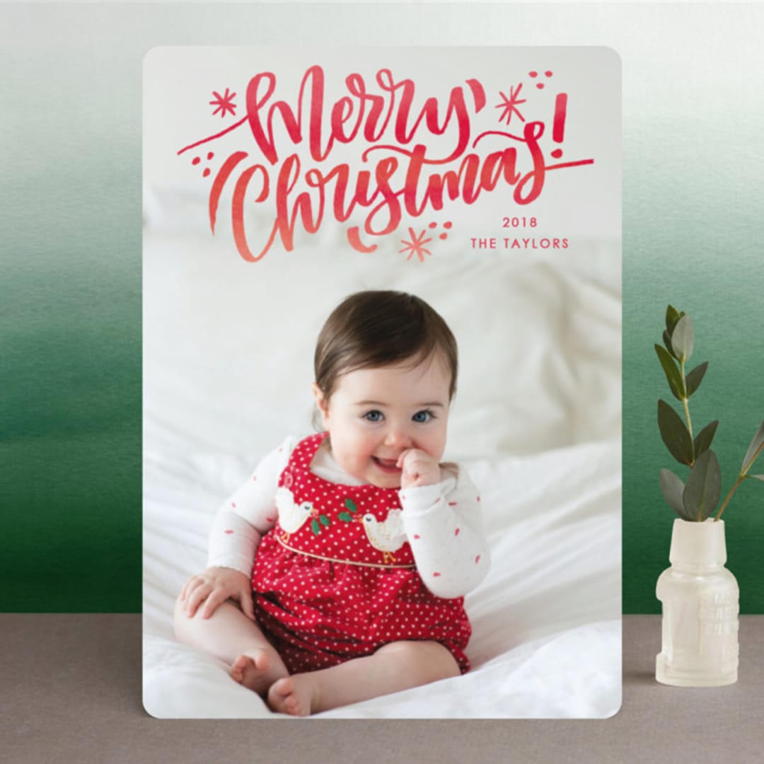 "Brushed Merriment" - Retired Holiday Cards in Lipstick by Makewells - Front