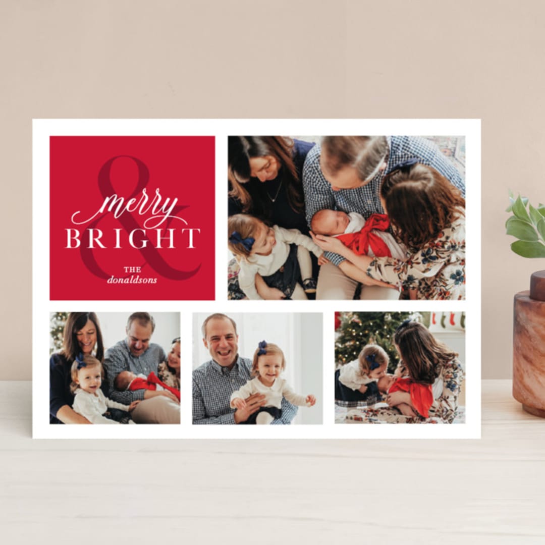 "Merrily Bright" - Retired Holiday Cards in Cherry by Ellis - Front