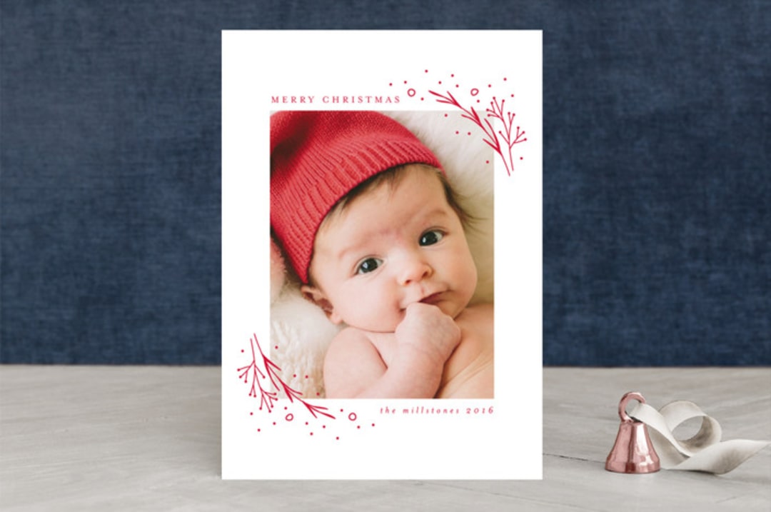 "Bitty Corners" - Retired Holiday Cards in Red by Lehan Veenker - Front