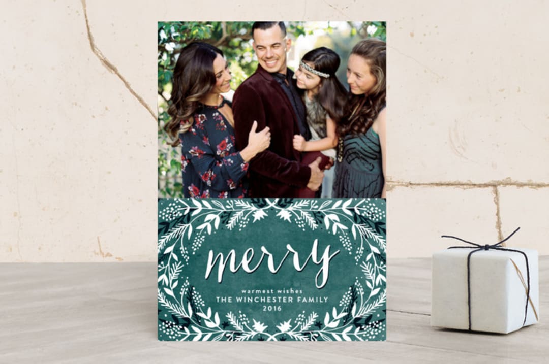 "merry foliage" - Retired Holiday Cards in PETROL by Bonjour Paper - Front