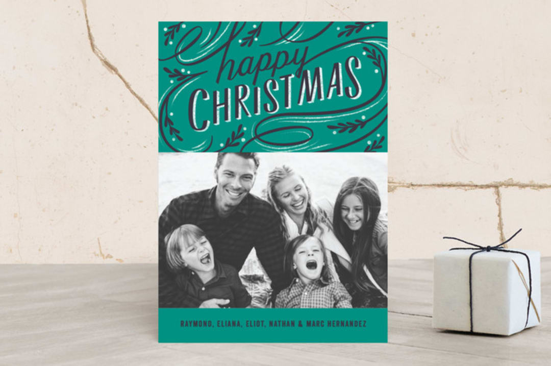 "So Happy" - Retired Holiday Cards in Evergreen by Rebecca Daublin - Front