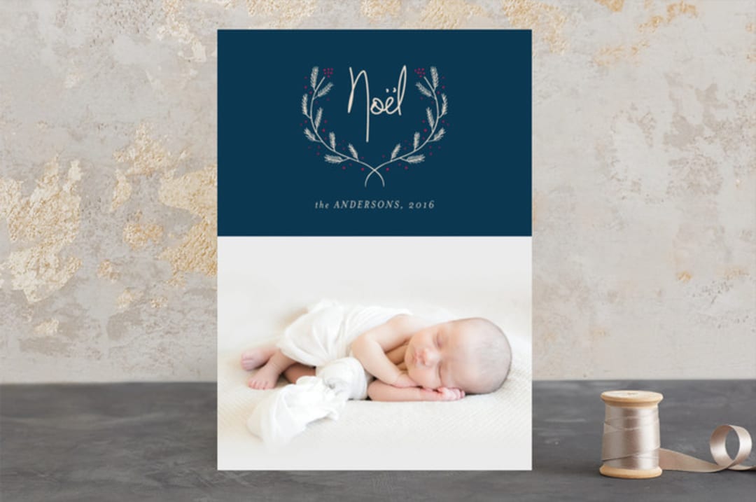 "Delicate Noel" - Retired Holiday Cards in Navy by Jana Volfova - Front
