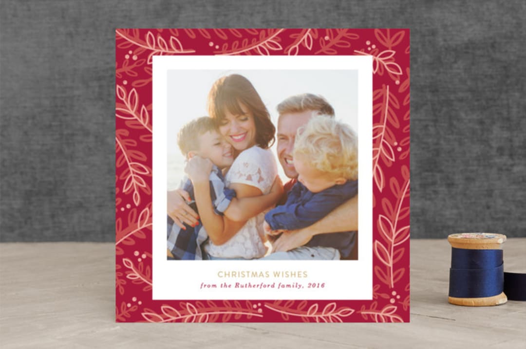 "Love, Faith, Peace" - Retired Holiday Cards in Berry by Anelle Mostert - Front