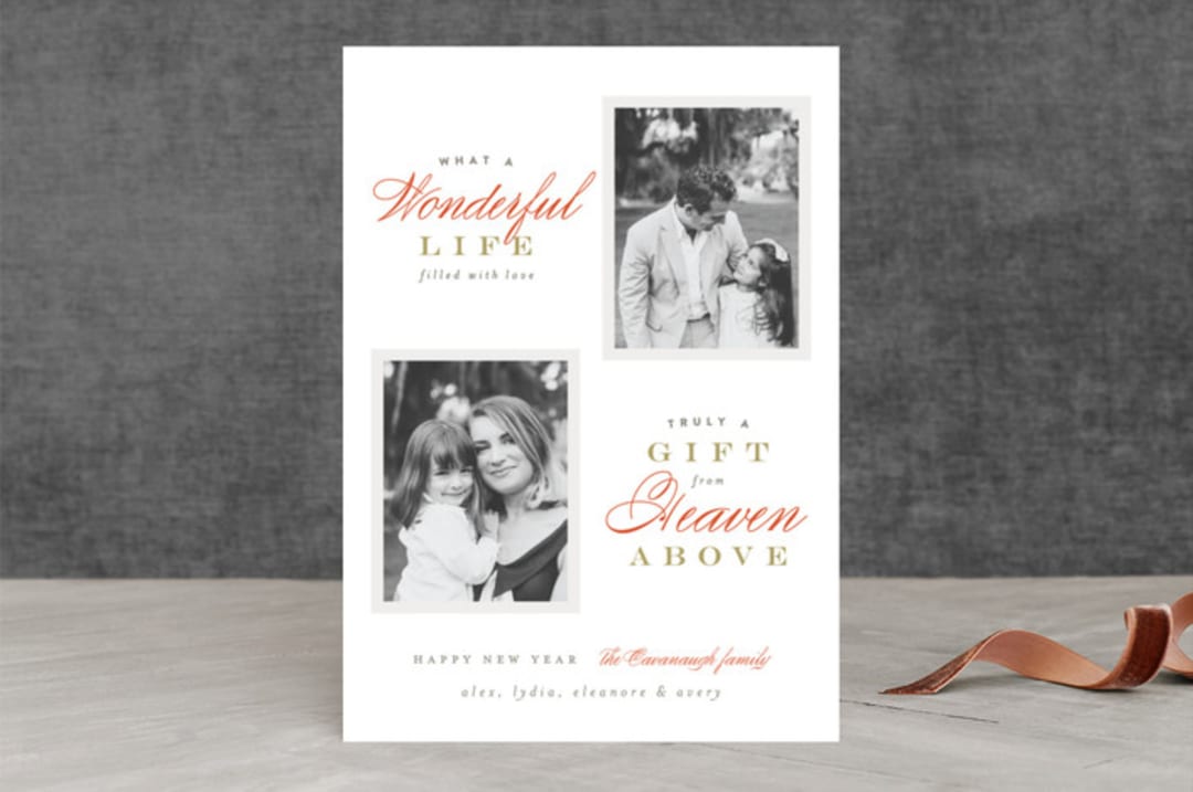 "Heaven Above" - Retired Holiday Cards in Coral by Melissa Egan of Pistols - Front