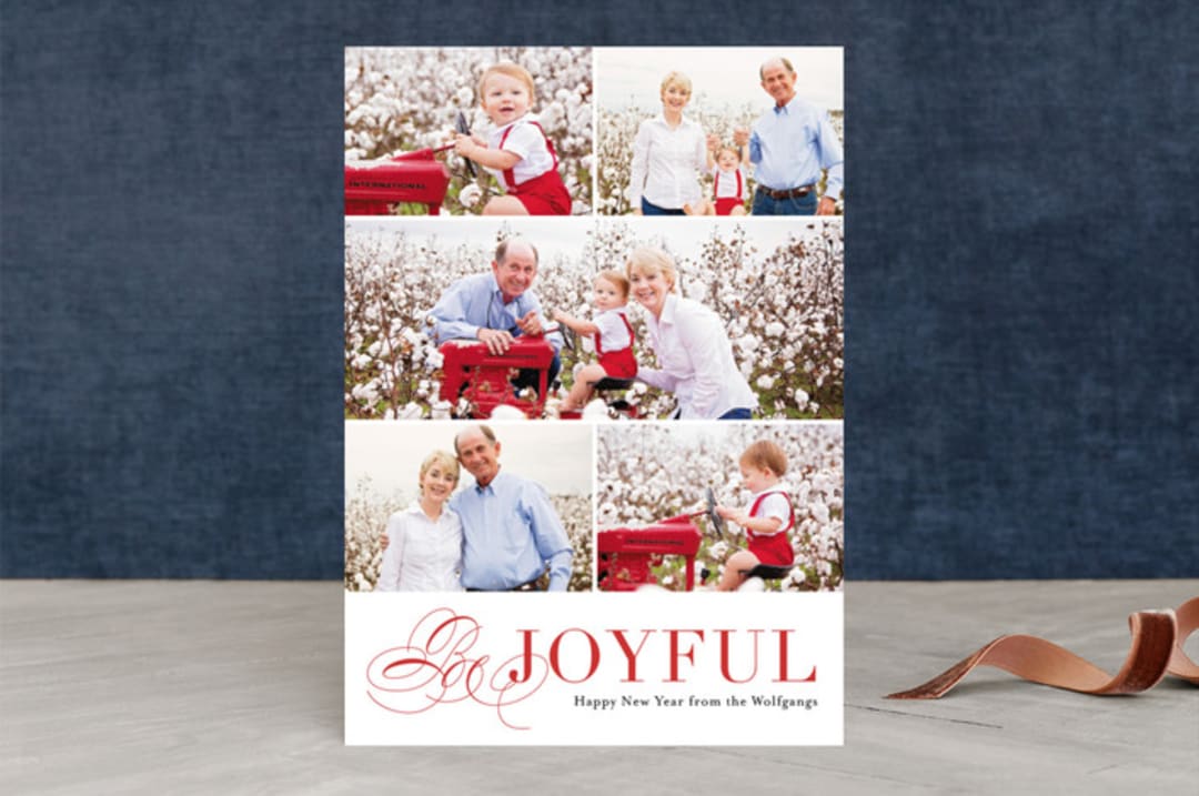 "Bursting with Joy" - Retired Holiday Cards in Cherry by Kimberly FitzSimons - Front