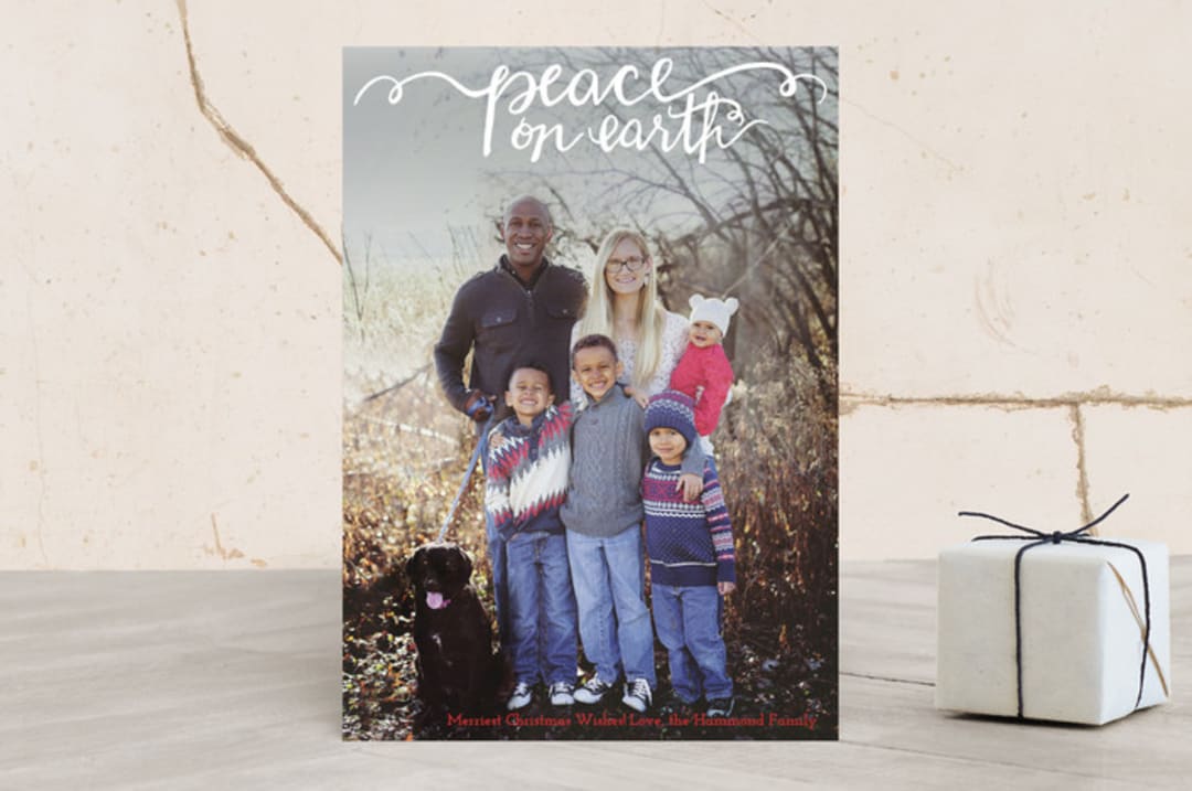 "Hand Painted Peace on Earth" - Retired Holiday Cards in Candy Cane by Jennifer Allevato - Front