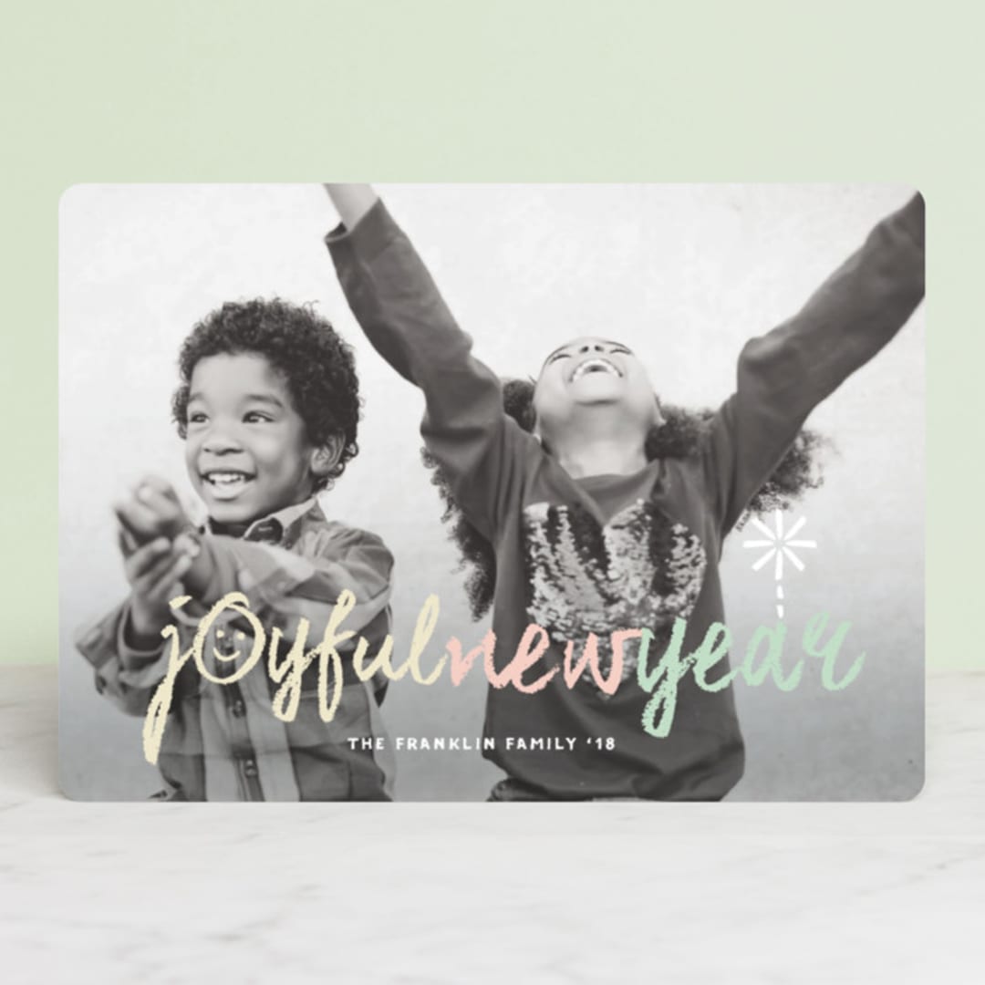 "Peace Love Joy Hope Symbols" - Retired Holiday Cards in Cotton Candy by fatfatin - Front