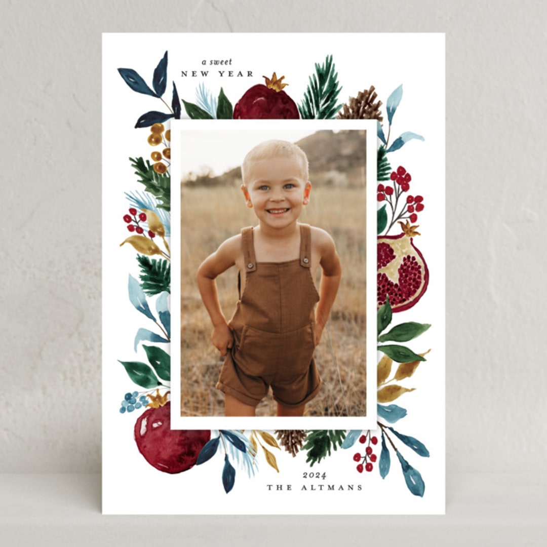 "Pomegranate" - Rosh Hashanah Cards in Evergreen by Beth Schneider - Front