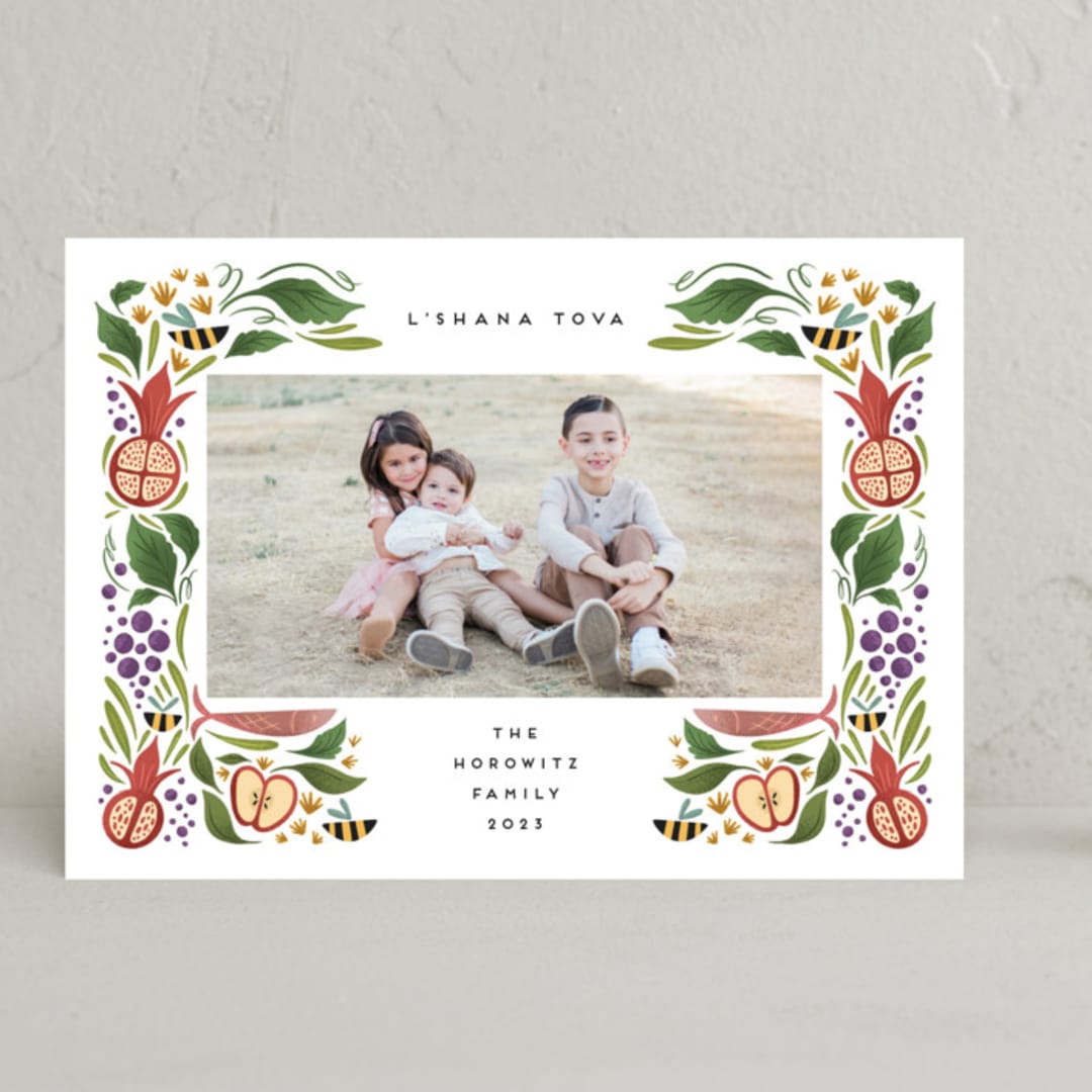 "Bountiful Sweetness" - Rosh Hashanah Cards in Green Apple by Grae - Front