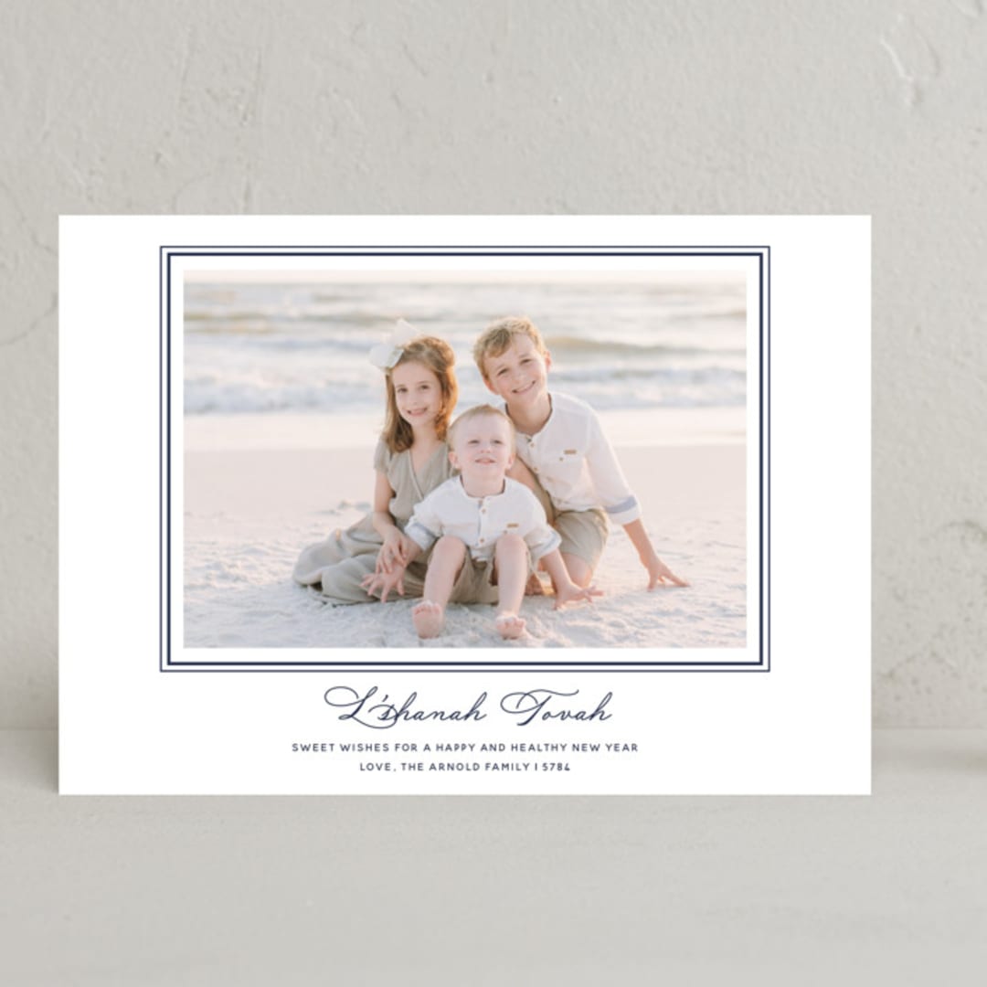 "Lake" - Rosh Hashanah Cards in Navy by Annie Shapiro - Front