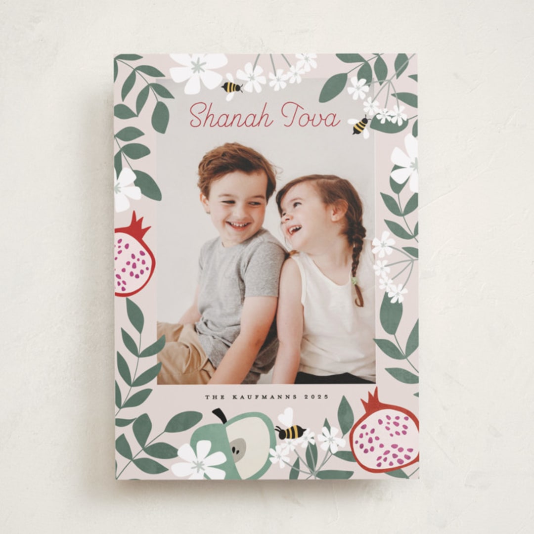 "Joyful Rosh Hashanah" - Rosh Hashanah Cards in Cherry by Maja Cunningham - Front