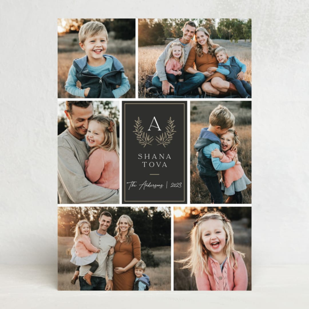 "Modern Leaves" - Rosh Hashanah Cards in Oak by Elan Studio - Front