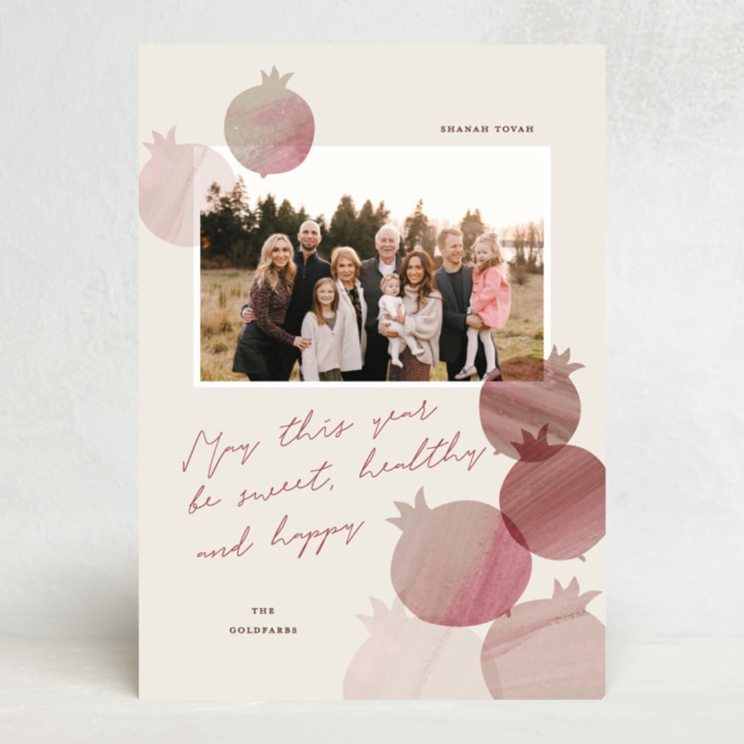 "Sweet Year" - Rosh Hashanah Cards in Peach by Pati Cascino - Front